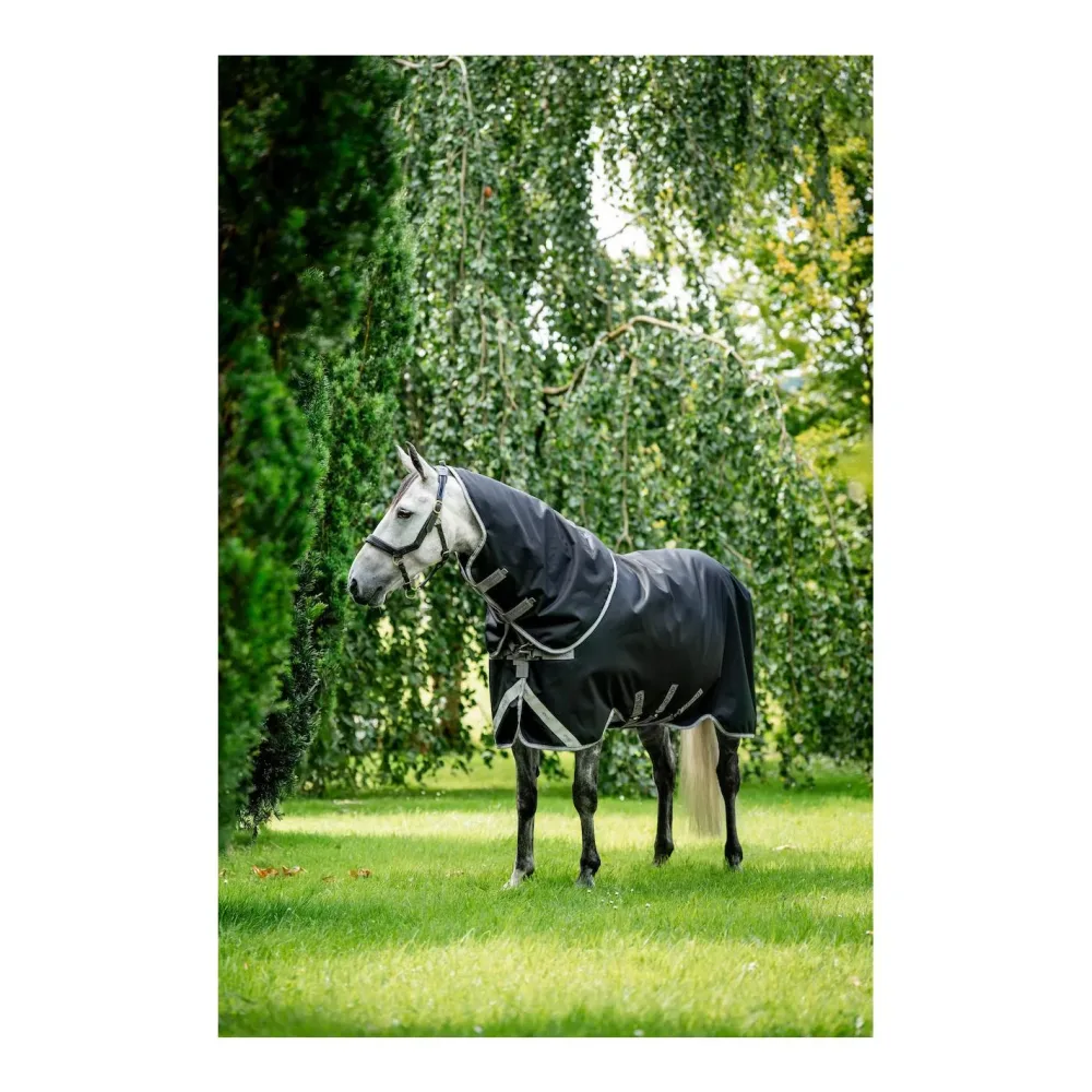 Horseware Weidedecke Amigo Bravo 12 Plus T/O lite 0g - Black/Titanium Grey & Silver -  Grösse Pferdedecke: 145 cm
