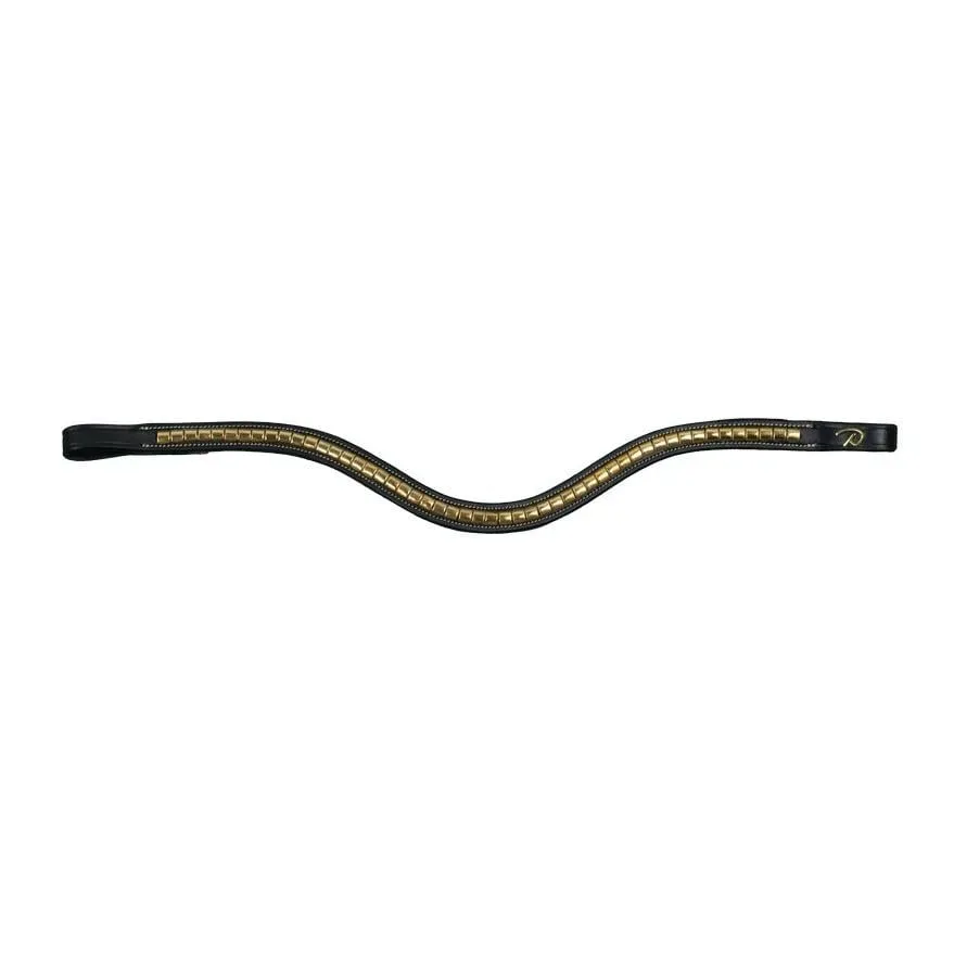 Dy'on Stirnband Brass Clincher geschwungen - schwarz Farbe: Schwarz, Grösse Pferd: Full