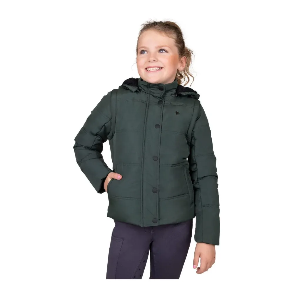 QHP Winterjacke Rayah Junior mit abnehmbaren Ärmeln - Jungle Green -  Grösse Bekleidung Kinder: 164