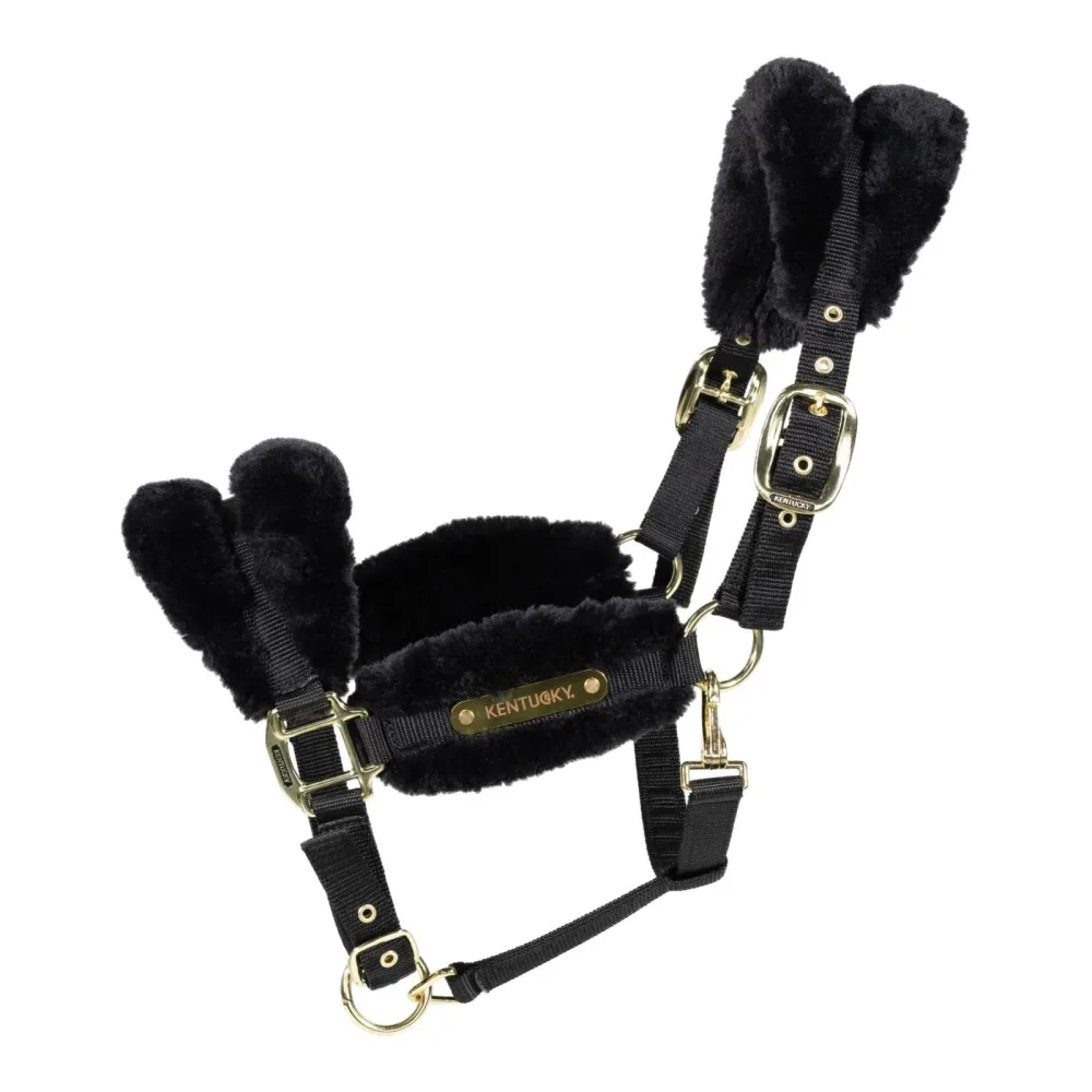 Kentucky Halfter Nylon sheepskin soft - Schwarz -  Farbe: Schwarz, Grösse Halfter: Full