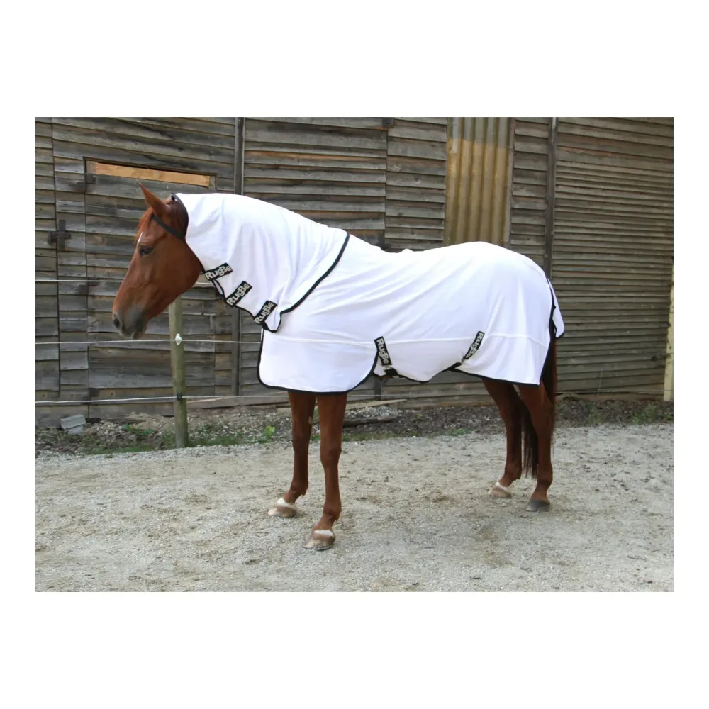 RugBe Fliegendecke SuperFly inkl. Halsteil - Weiss -  Grösse Pferdedecken: 135 cm