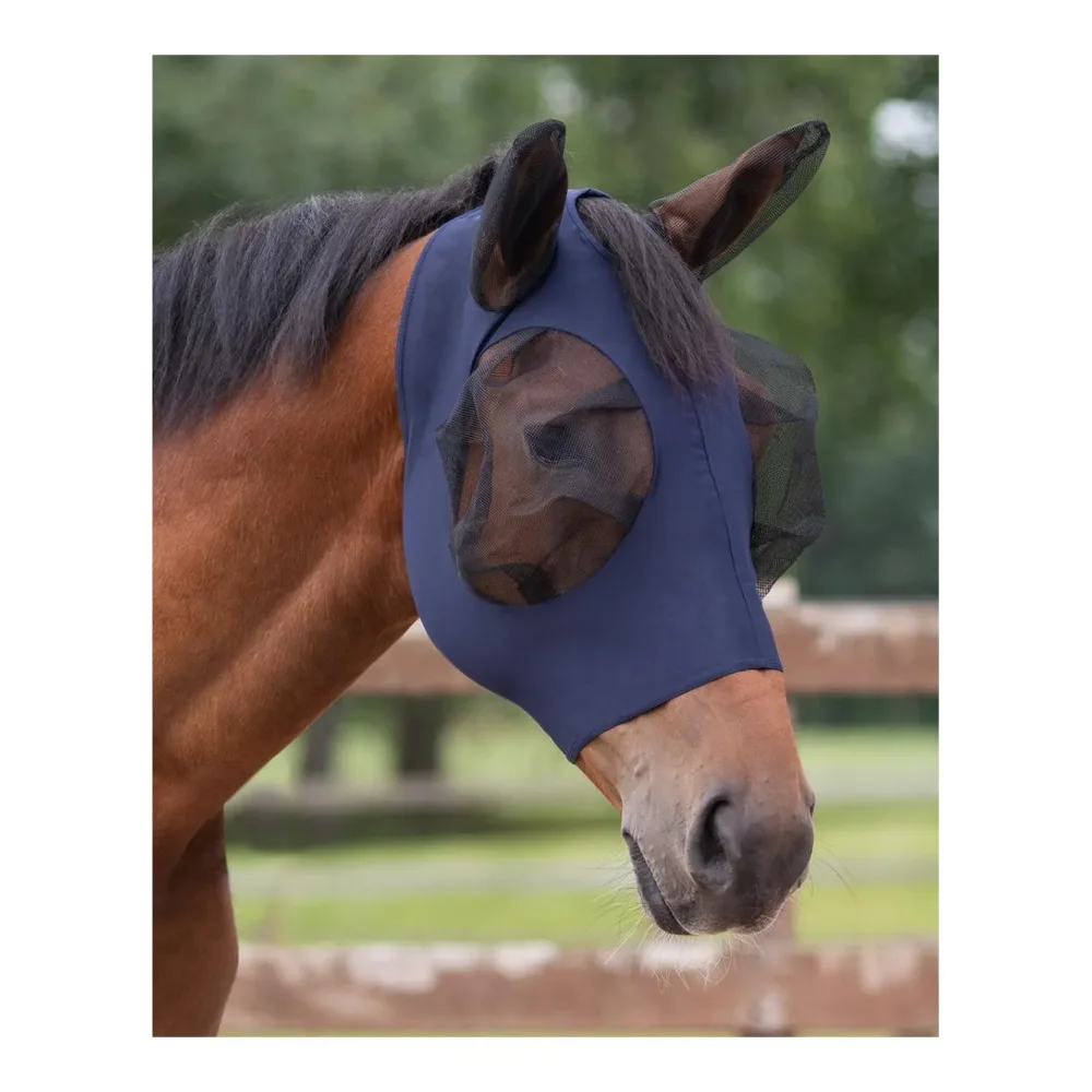 QHP Fliegenschutzmaske Super Bug - Navy -  Farbe: Navy, Grösse Ohrengarn: Pony