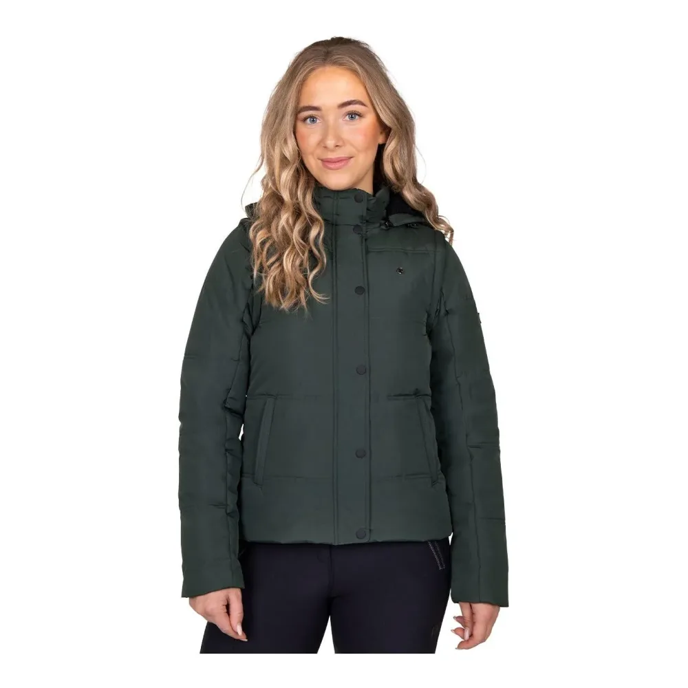 QHP Winterjacke Rayah mit abnehmbaren Ärmeln - Jungle Green -  Grösse Jacke: 34