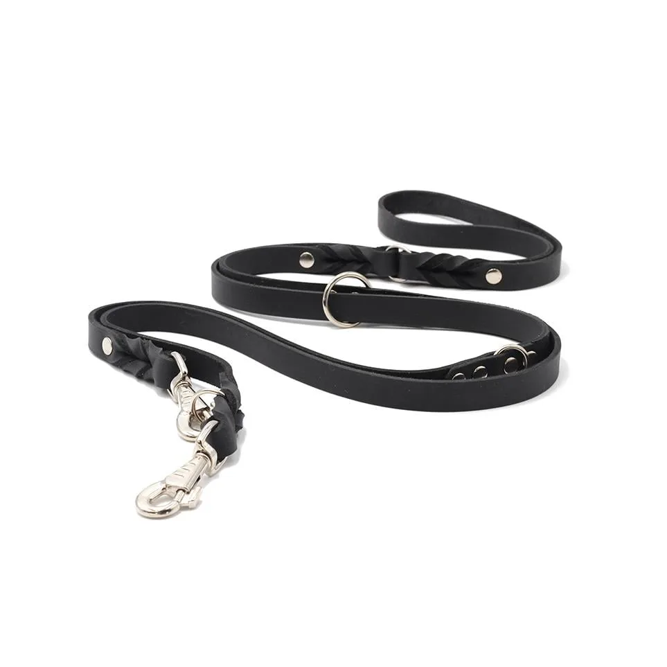 Maul Lederwaren Lederleine Klassik 3m - Schwarz/Silber -  Farbe: Schwarz/Silber, Länge: 3m / 20mm