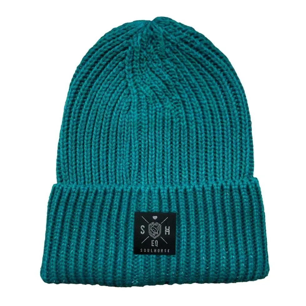 Soulhorse XL Beanie  “Shine bright” reflektierend - Petrol -  Farbe: Petrol, Grösse: One Size