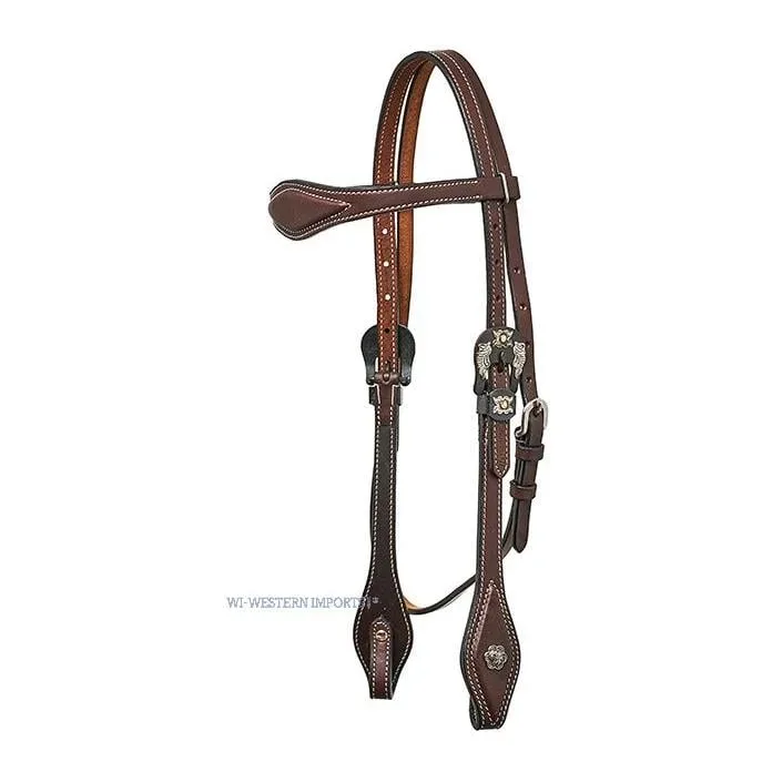 Western Imports Westernzaum mit Flower Buckle - Dark Brown -
