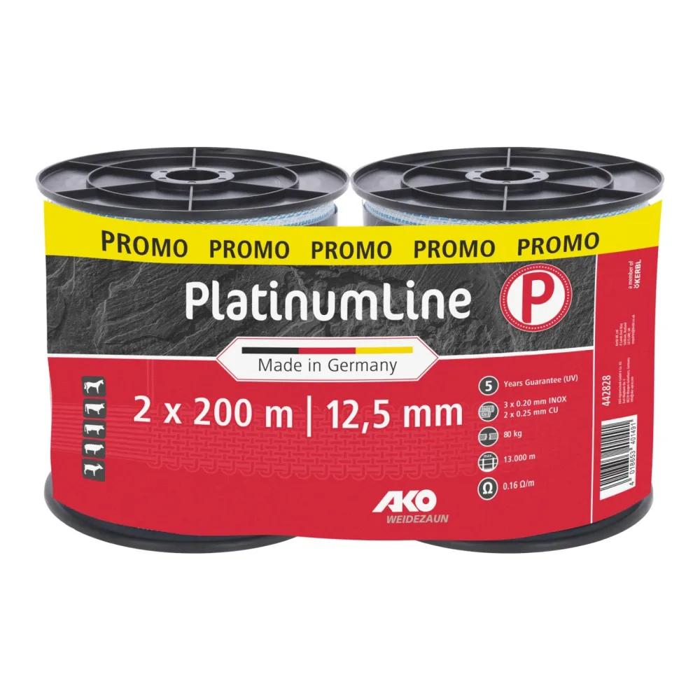 AKO Duopack - PlatinumLine Weidezaunband - Blau/Weiss -