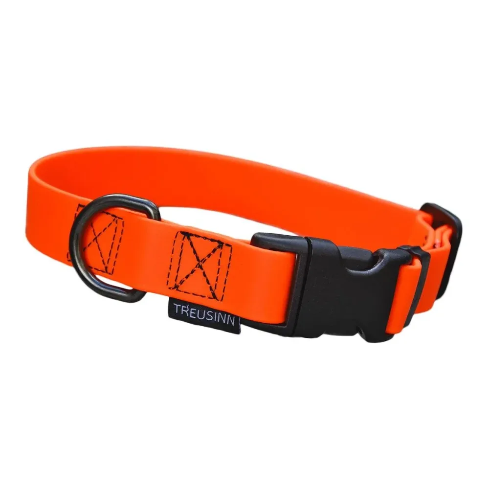Treusinn. Hundehalsband verstellbar Biothane STAY - neonorange Groessen: 25 mm / M, 28-40 cm