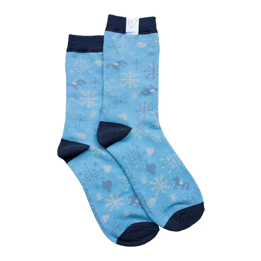 Soulhorse Socken Snowflakes - Hellblau -  Sockengrösse: 35-38