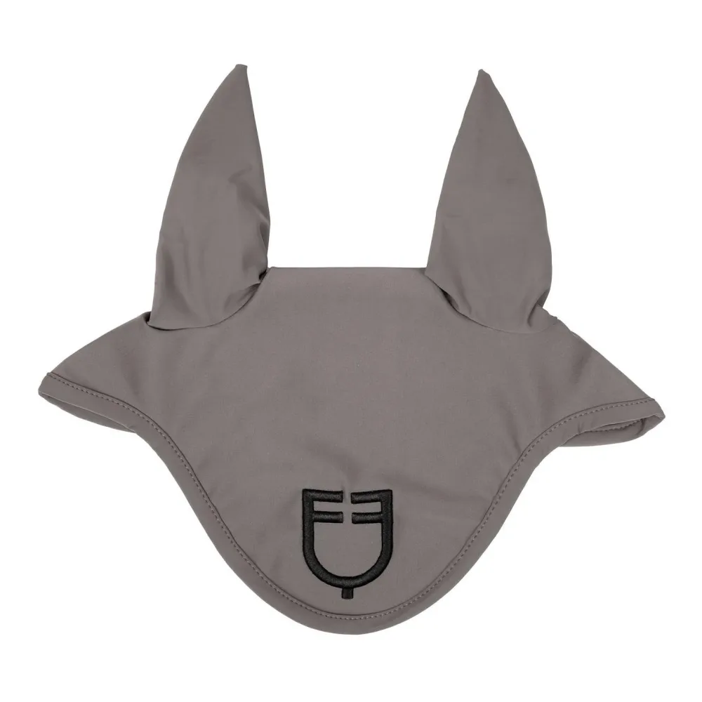 Equestro Ohrenkappe Logo - Grau/Schwarz -  Grösse Ohrengarn: Full, Farbe: Grau/Schwarz
