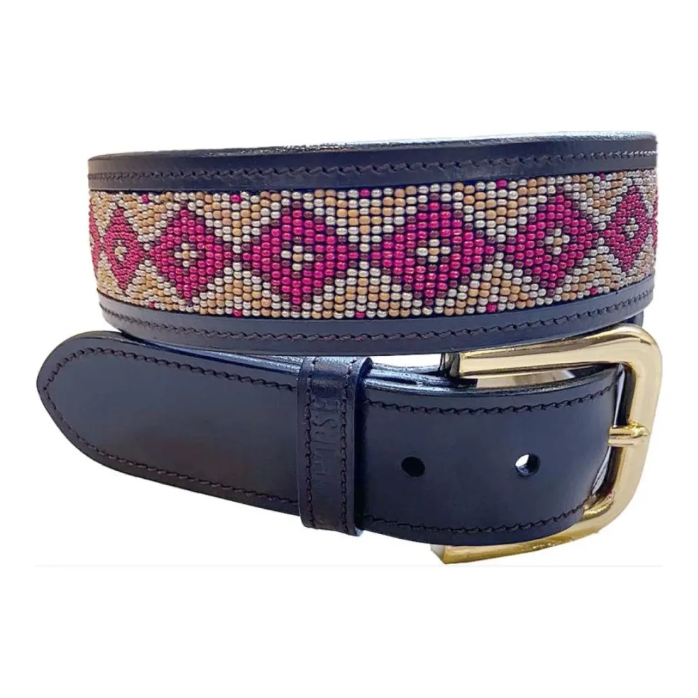 Soulhorse Ledergürtel Pearls Damen - Berry/Bordeaux -  Länge: 110 cm, Farbe: Berry/Bordeaux