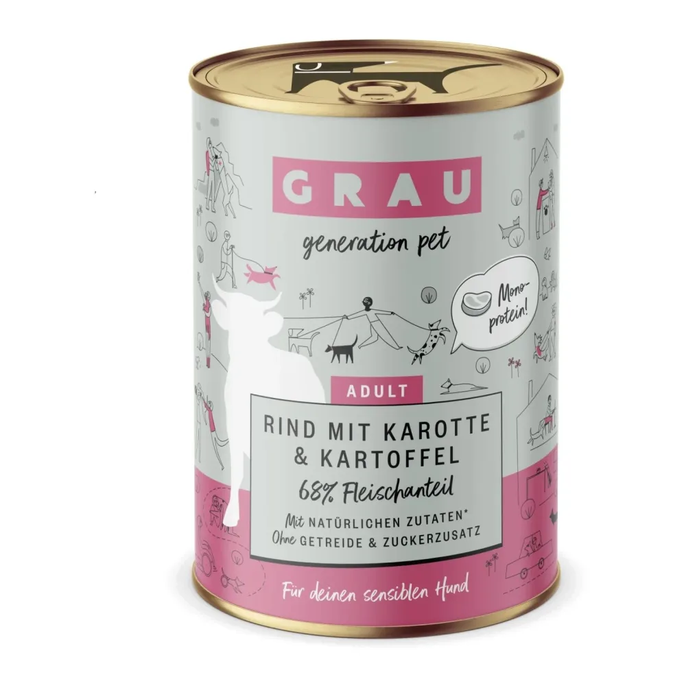 Sparpaket GRAU 12 x 400 g - Rind mit Karotte & Kartoffel