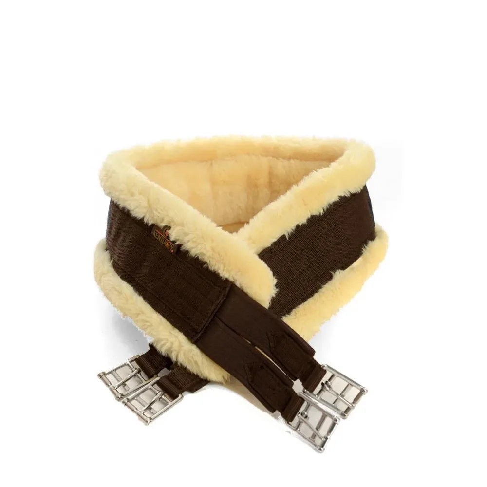 Kentucky Sattelgurt mit künstlichem Lammfell - brown Farbe: Brown, Sattelgurtlänge: 125 cm