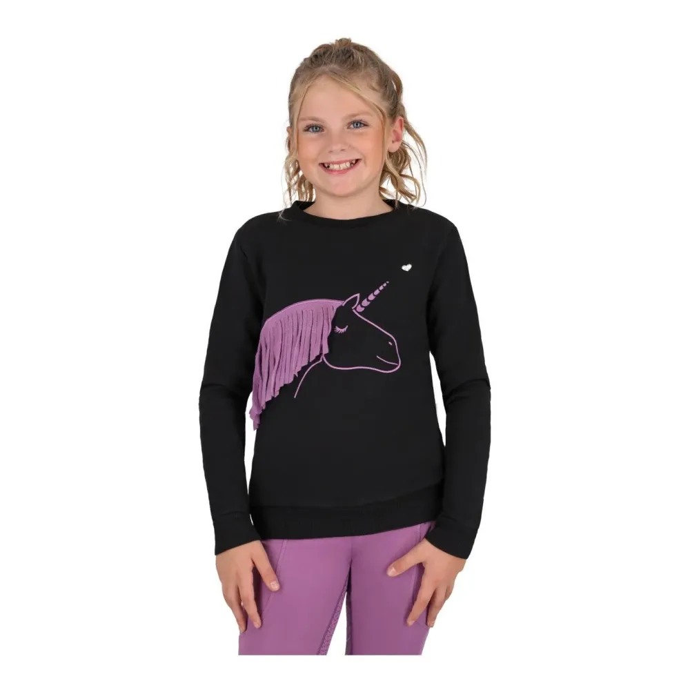 QHP Pullover Lize Junior - Schwarz/Violett -  Grösse Bekleidung Kinder: 104