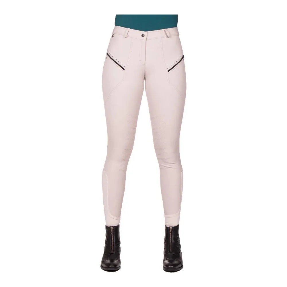 QHP Reithose Jace Kniegrip Damen - Beige -  Grösse Bekleidung Damen: 34