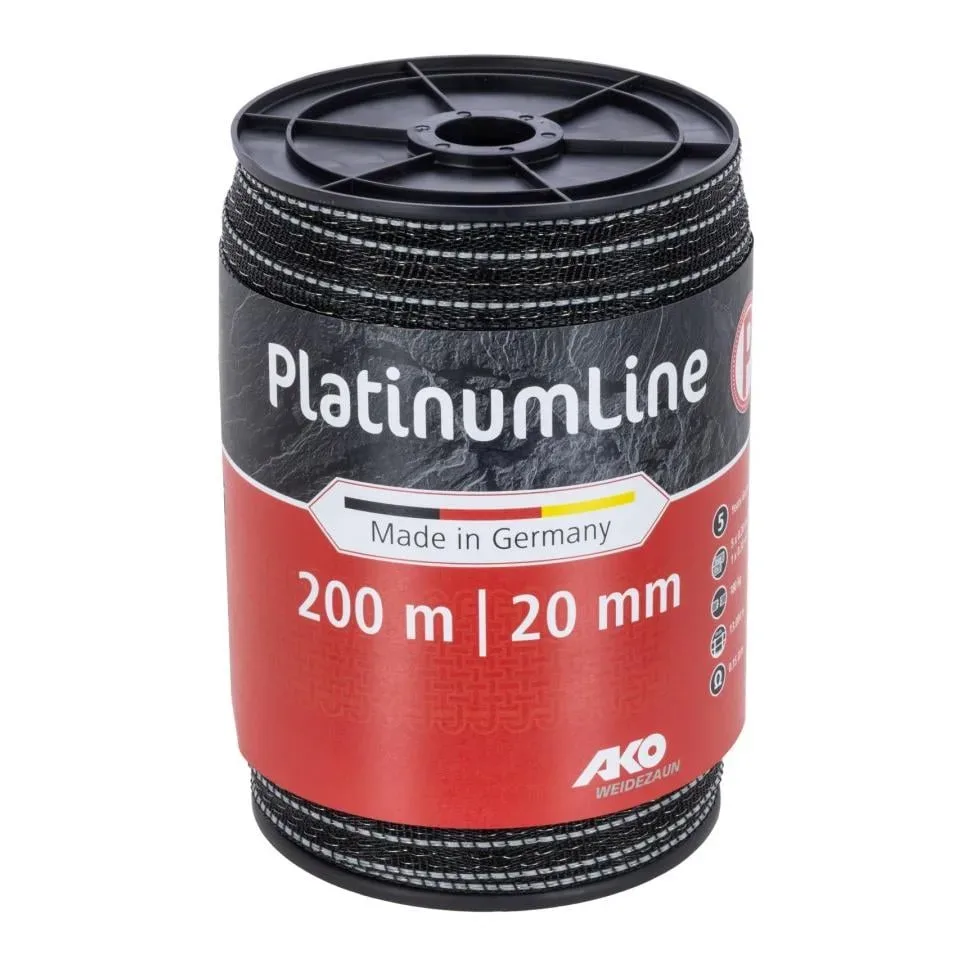 AKO PlatinumLine Weidezaunband - Schwarz-Weiss -  Breite Länge: 20 mm x 200 m
