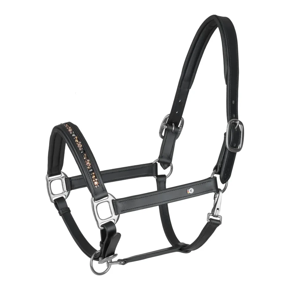 Waldhausen Lederhalfter Crystal - Schwarz/Grau -  Grösse: WB, Farbe: Schwarz/Grau