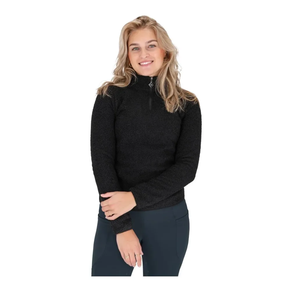 QHP Pullover mit halbem Reissverschluss Teddie - Schwarz -  Grösse: 32
