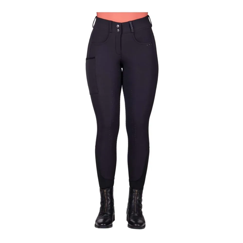 QHP Reithose Kae Vollbesatz Damen - Schwarz -  Farbe: Schwarz, Grösse Bekleidung Damen: 34