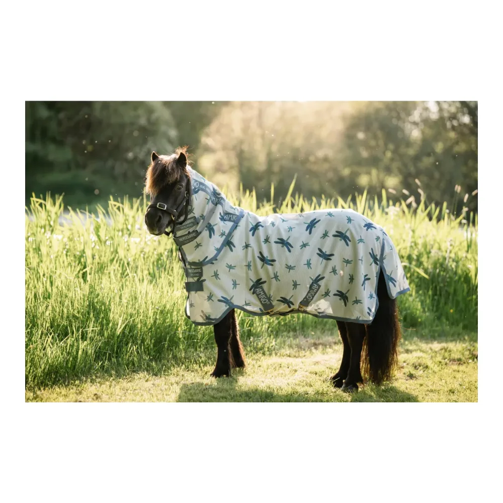 Horseware Fliegendecke Amigo Bug Rug Plus Petite - Dragonfly Print/Silver, Blue & Sage -  Grösse: 70 cm