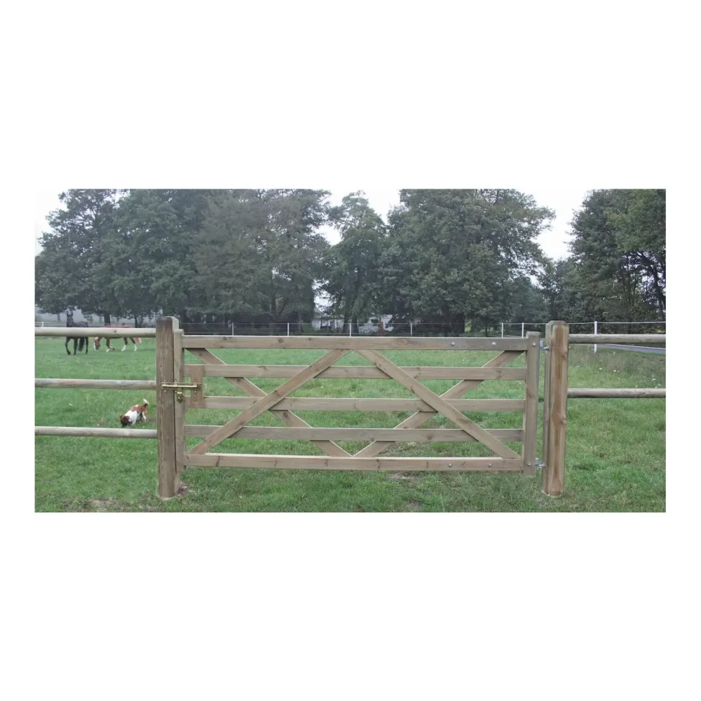 Growi Holz-Weidetor Sussex - Höhe 120 cm - Braun -  Breite: 200 cm