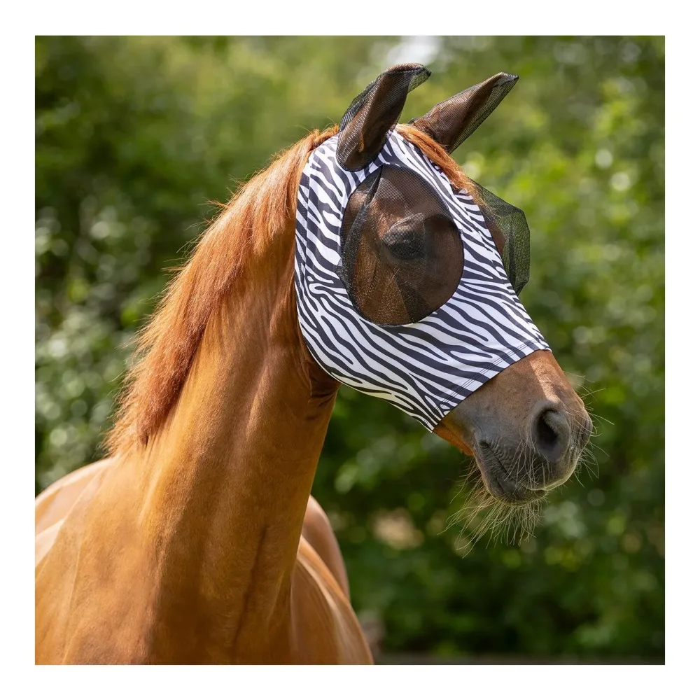QHP Fliegenschutzmaske Super Bug - Zebra -  Grösse Ohrengarn: Pony, Farbe: Zebra