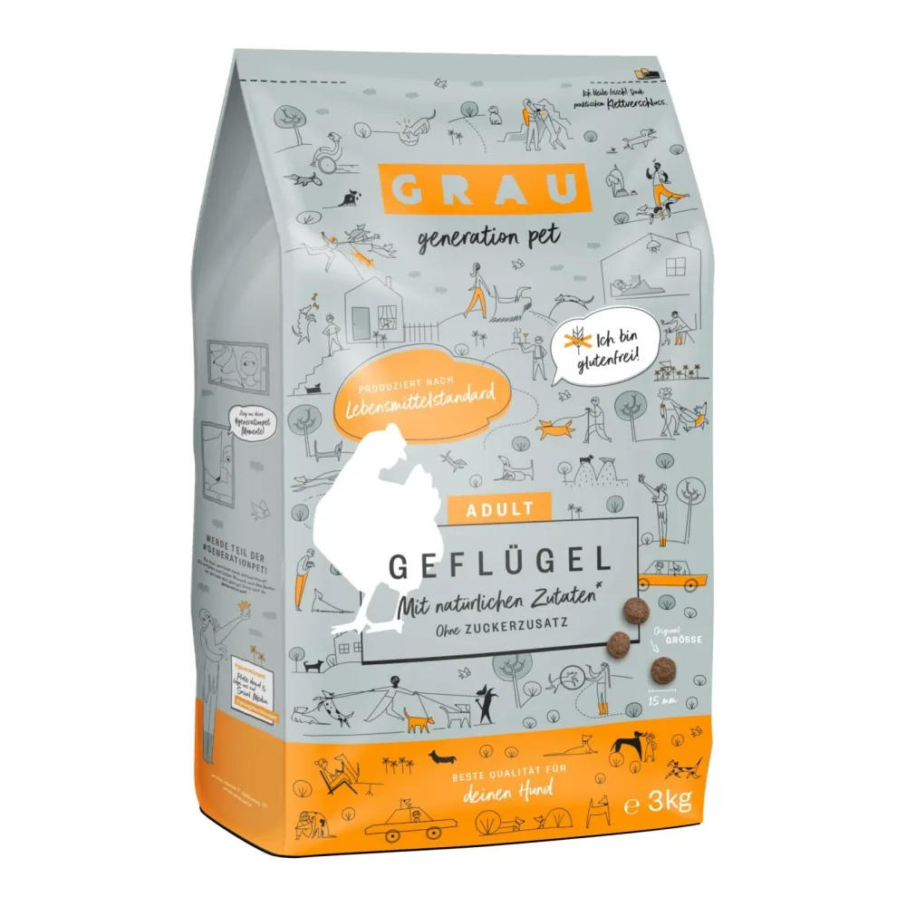 Grau - Generation Pet Trockenfutter Geflügel - Natur -  Inhalt: 3 kg