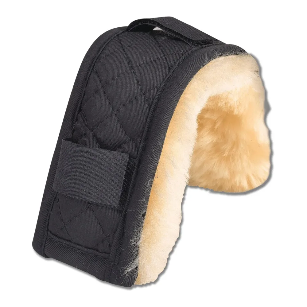 Waldhausen Lammfellpolster mit Klett - schwarz/natur Länge: 18 cm