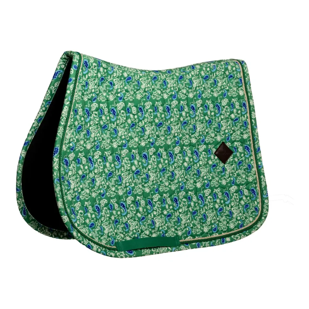 Kentucky Samtstoff Schabracke mit Prints - Green/Navy -  Farbe: Green/Navy, Grösse: VS