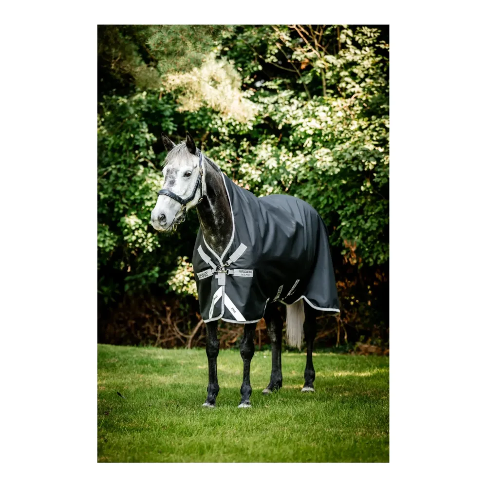 Horseware Weidedecke Amigo Bravo 12 Wug Lite - Black/Titanium Grey & Silver -  Farbe: Black/Titanium Grey & Silver, Grösse Pferdedecken: 140 cm