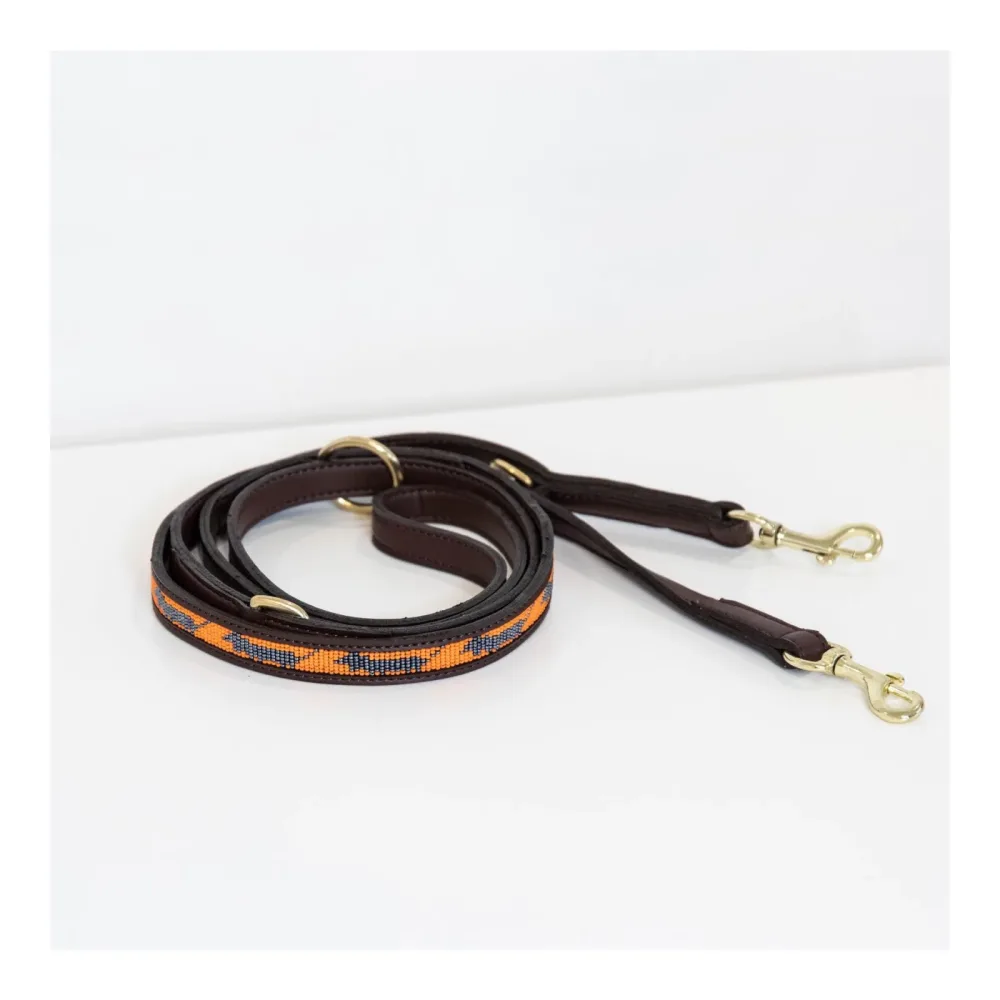 Kentucky Dogwear Hundeleine Handgemacht Pearls - orange/schwarz Farbe: Orange/Schwarz, Länge: 2,5 m