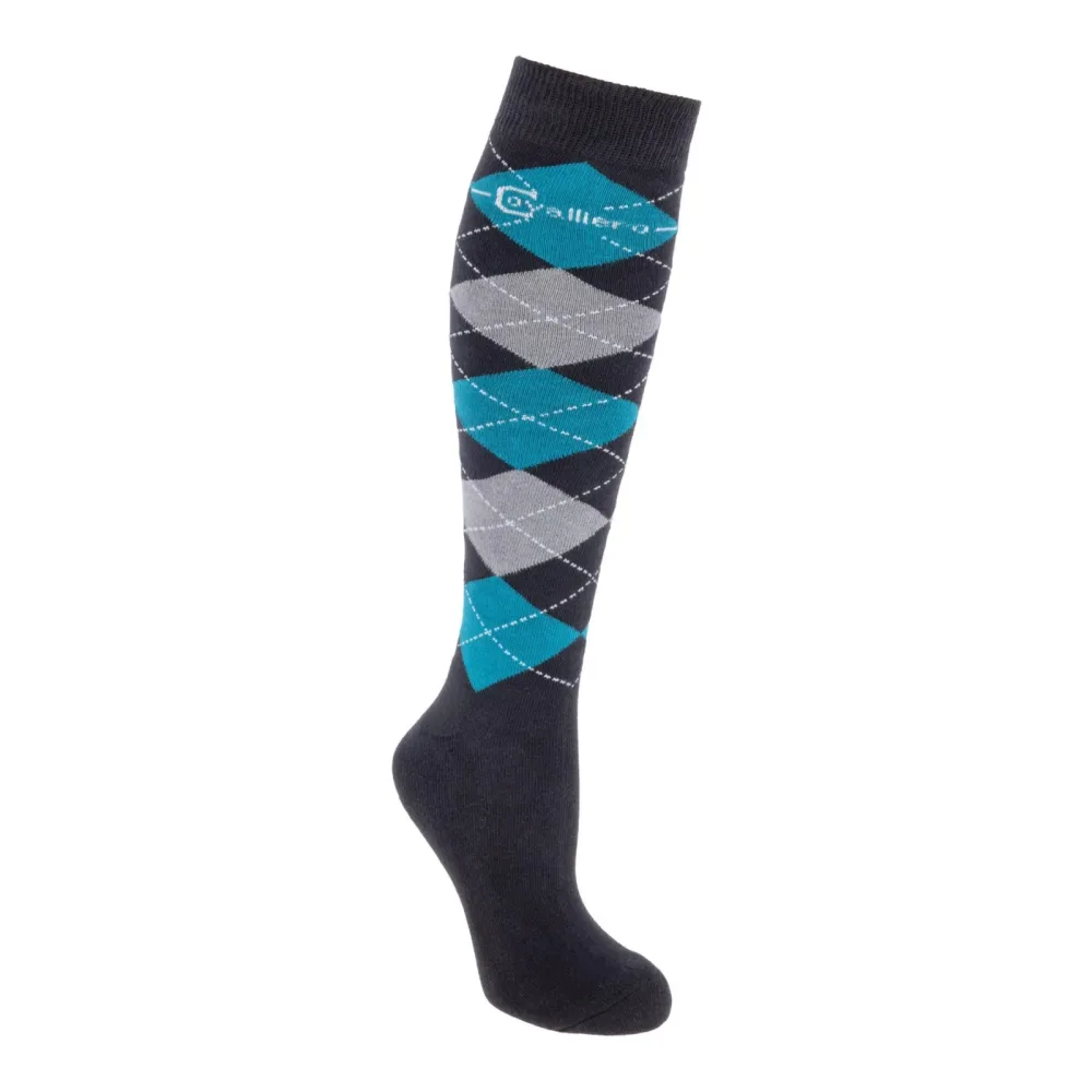 Covalliero Reitstrumpf Brescia - Dunkelgrau/türkis/grau -  Grösse Socken: 40–42