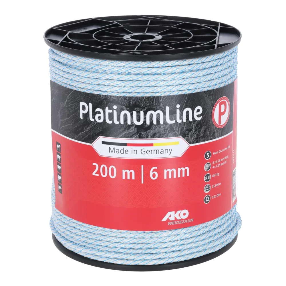 AKO PlatinumLine Weidezaunseil geflochten - Weiss/Blau -