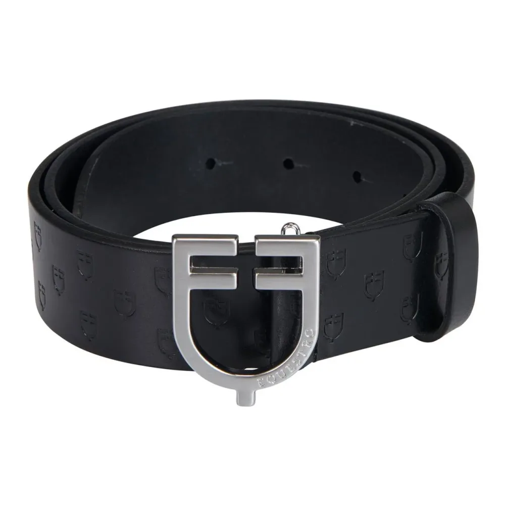 Equestro Ledergürtel Logo - Silber/Schwarz -  Farbe: Silber/Schwarz, Grösse: 100 cm
