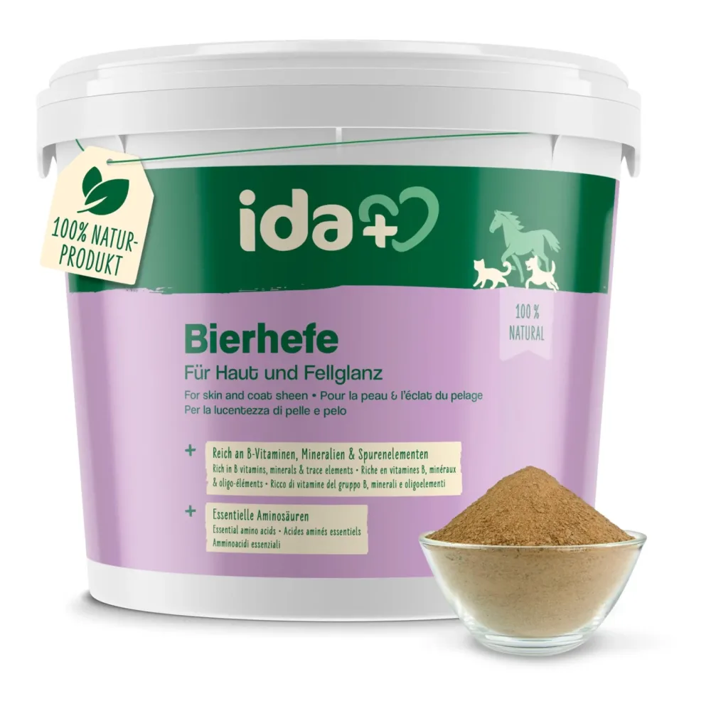 IdaPlus Bierhefe Pulver - Futterergänzung für glänzendes Fell & kräftige Haut Inhalt: 500 g