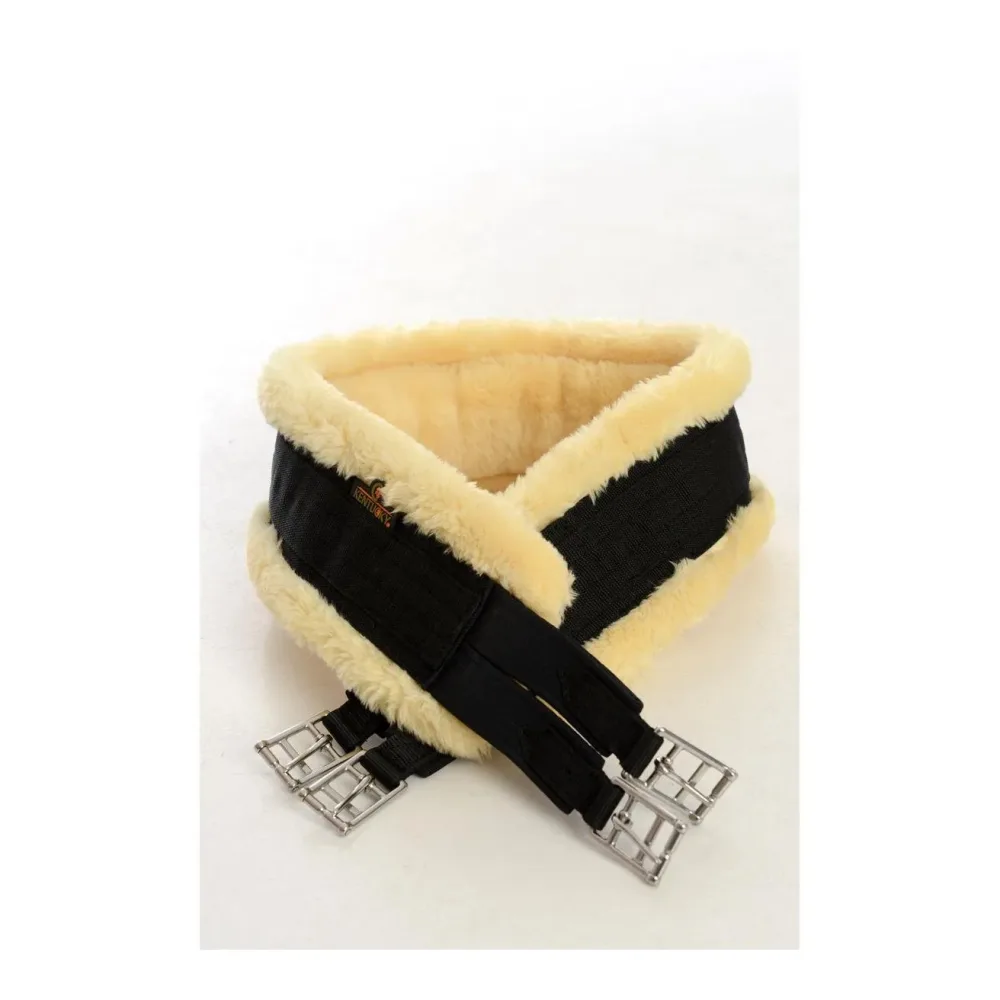Kentucky Sattelgurt mit künstlichem Lammfell - black Farbe: Black, Sattelgurtlänge: 115 cm