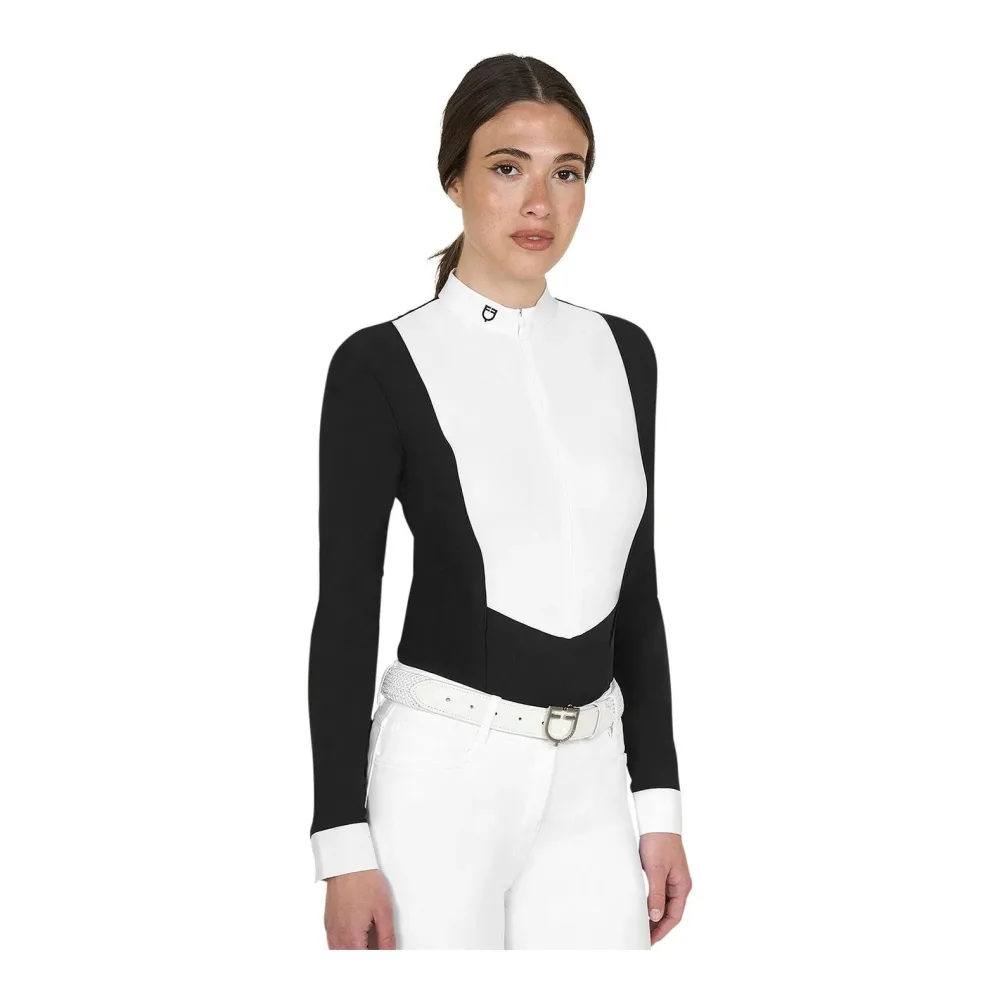 Equestro Turniershirt Invisible Zip Langarm - Schwarz -  Grösse: L