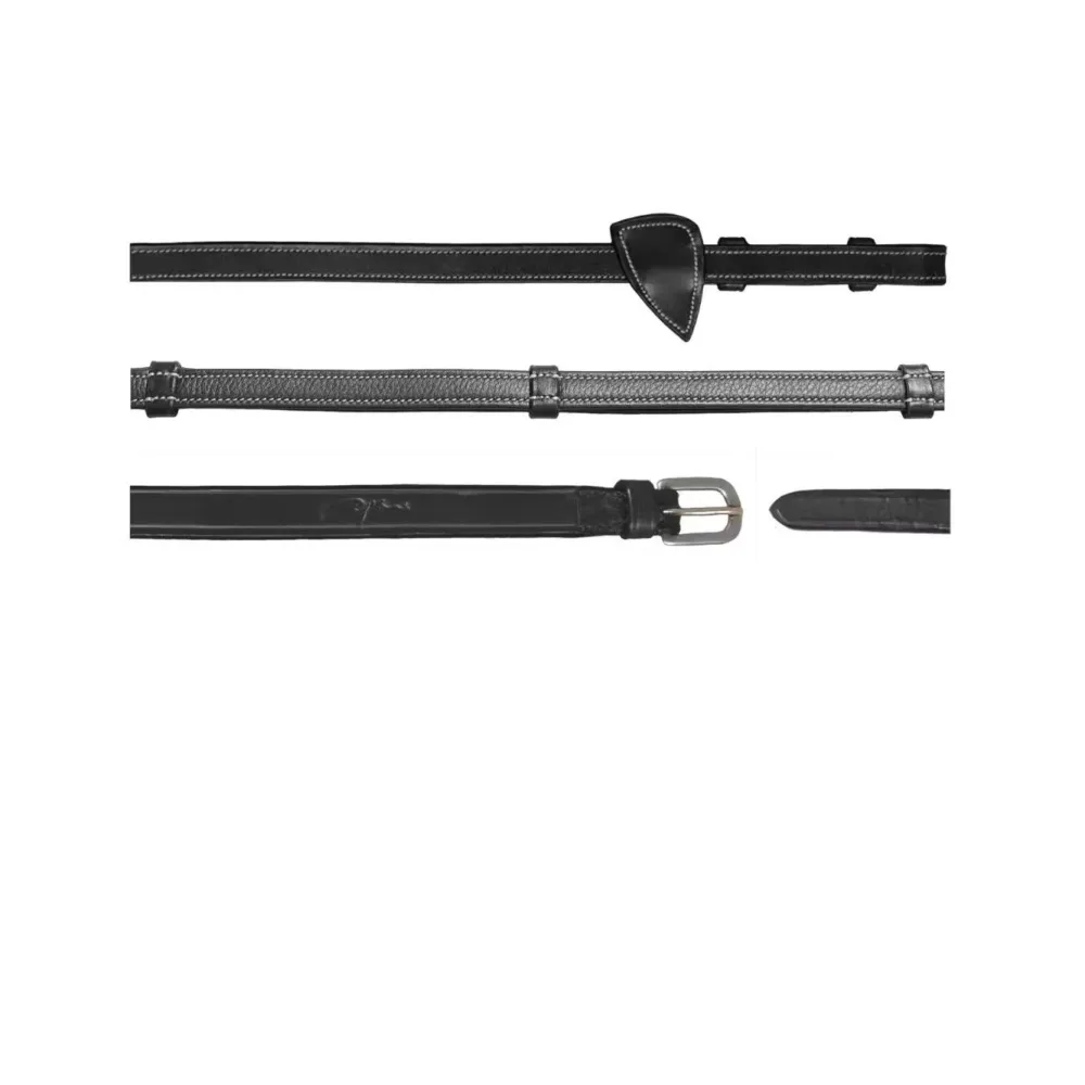 Dy'on Lederzügel 1/2'' mit Griff WO coll - Schwarz -  Farbe: Schwarz, Grösse Pferd: Full