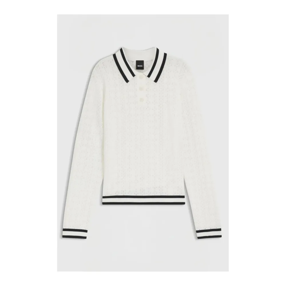 BOSS Equestrian Strick Polo Pam Ajor Damen - Soft Cream -  Grösse: M