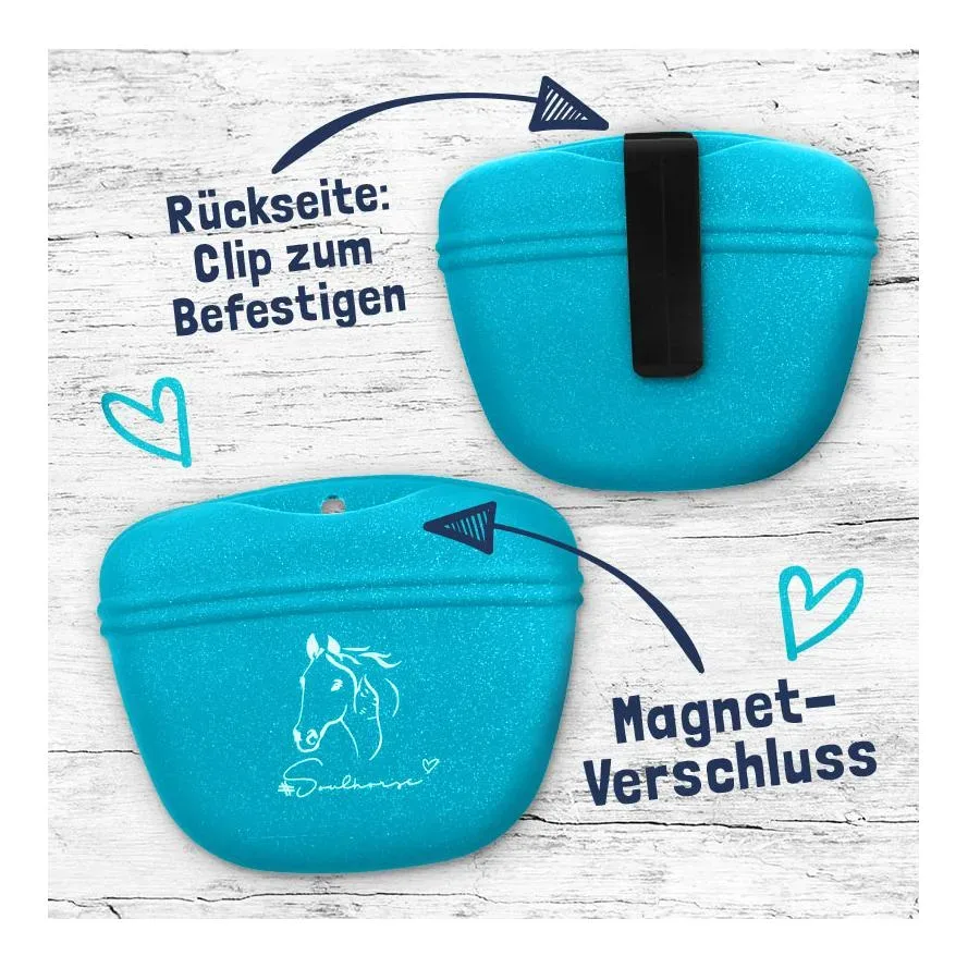 Soulhorse Leckerlibeutel aus Silikon - Türkis Glitzer -  Grösse: 1 Stk, Farbe: Türkis Glitzer