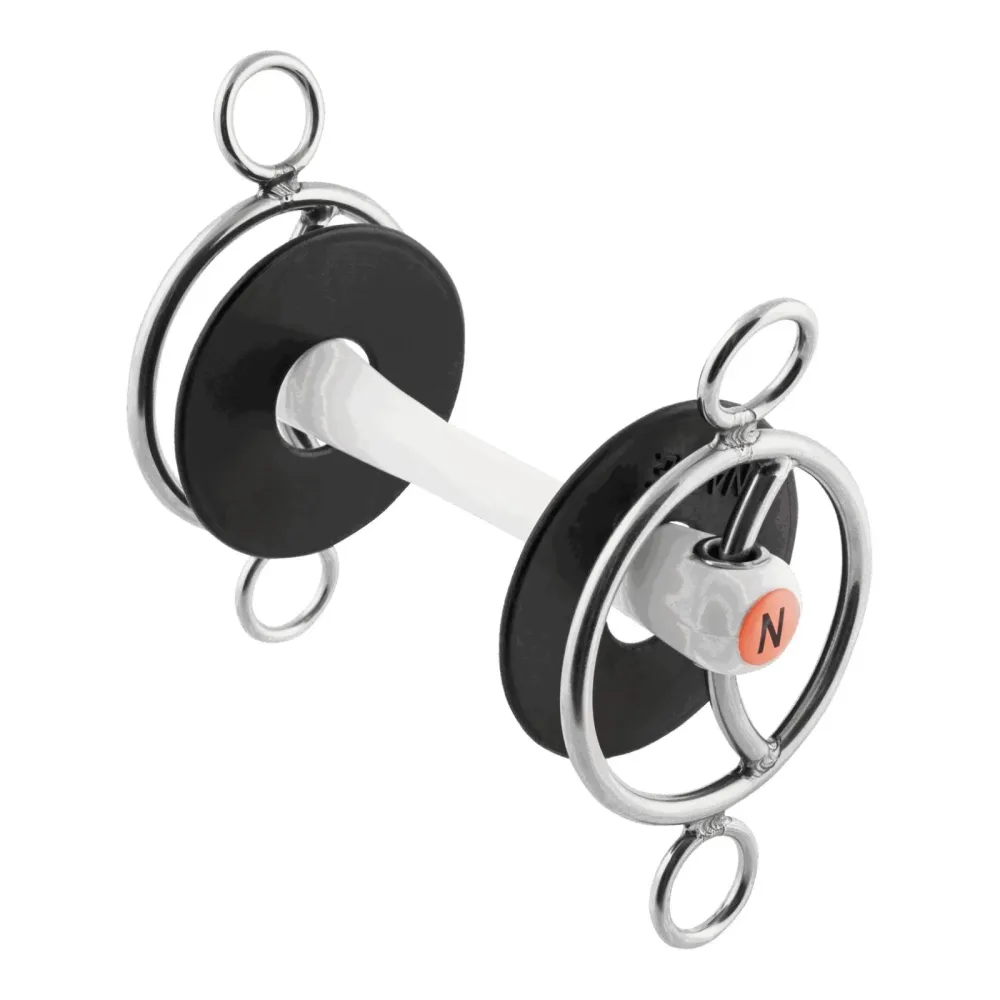 Nathe 3-Ring Trense biegsame Stange und Gleitsteg, Ring 70mm - Weiss -  Stärke: 20 mm, Gebisslängegrösse: 14.0 cm