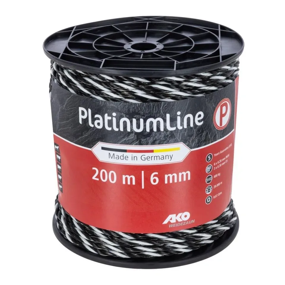 AKO PlatinumLine Weidezaunseil - Schwarz-Weiss -