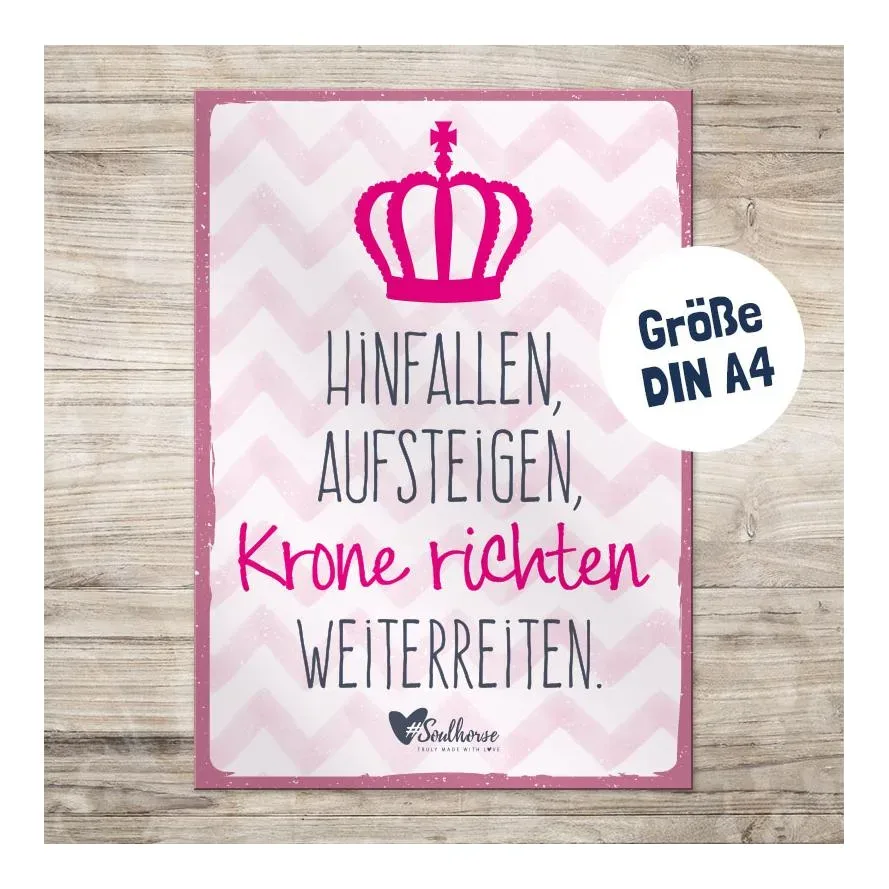 Soulhorse Boxenschild “Hinfallen” - Rosa -  Grösse: Hartschaum, Farbe: Rosa