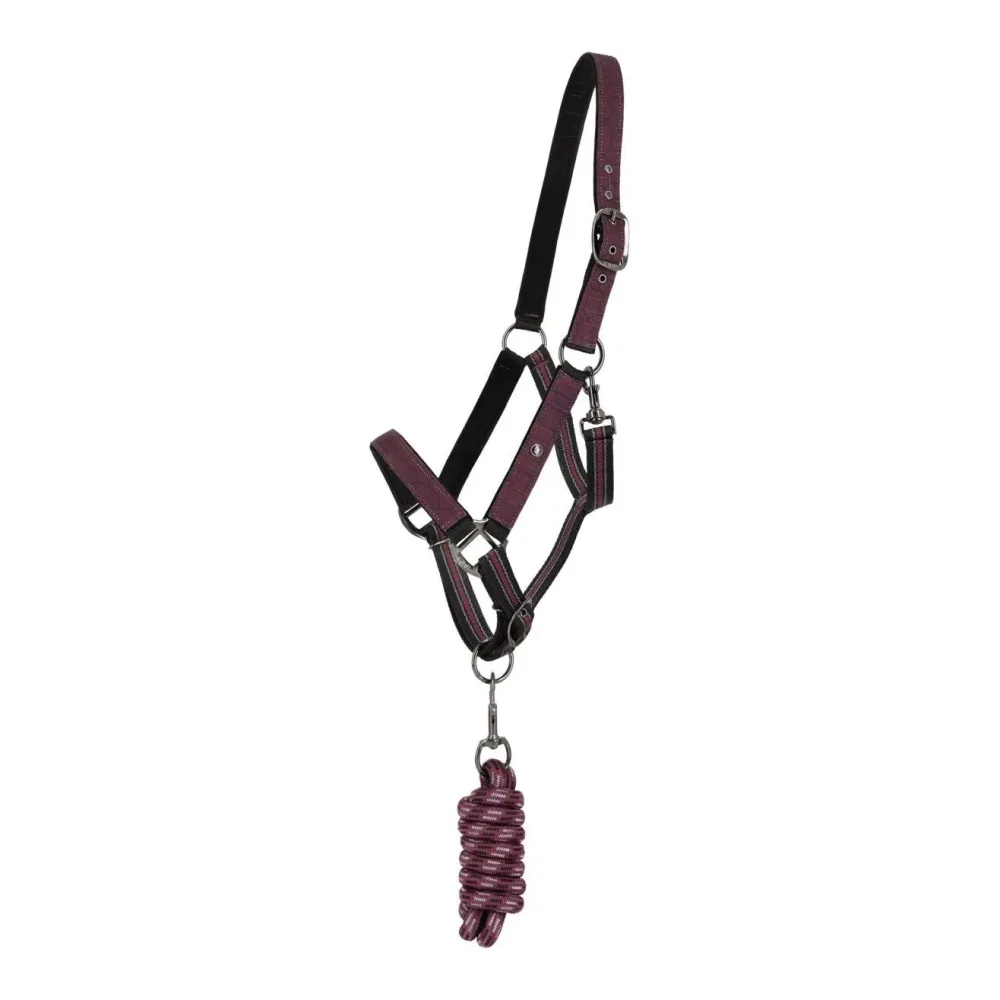 QHP Halfter-Set Turnout Collection - Weinrot -  Grösse Halfter: Pony