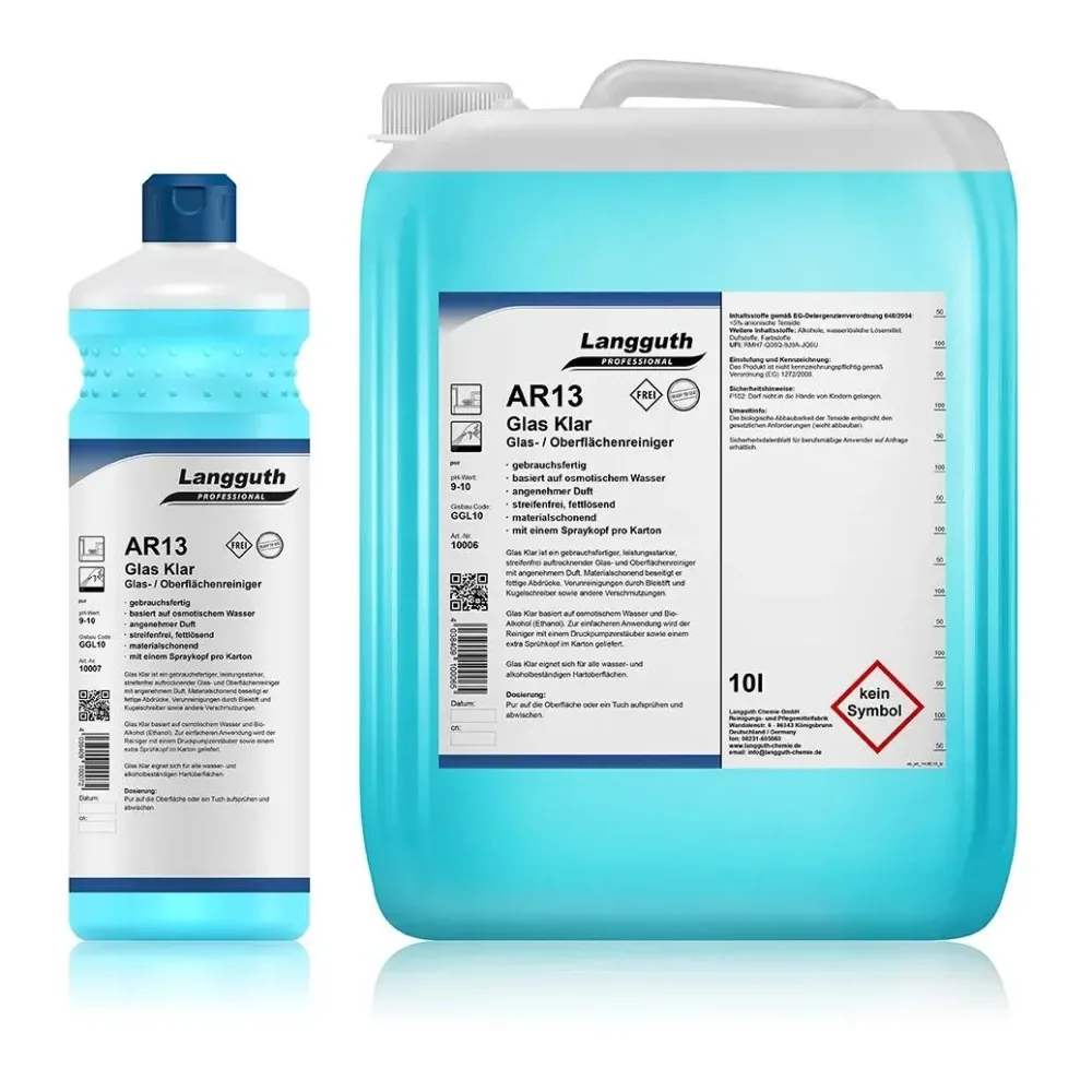 Langguth Glas Klar - Glas- und Oberflächenreiniger / AR13 - Glacier-deepsea -  Inhalt: 10 l Kanister