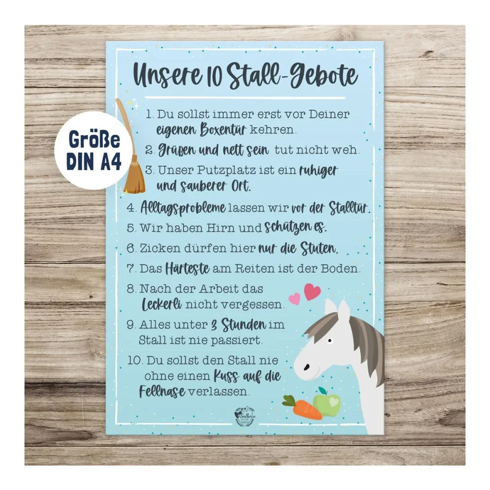 Soulhorse “10 Stallgebote” Stallschild - Blau -  Farbe: Blau, Grösse: One Size