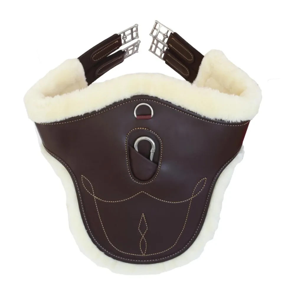 Kentucky Lammfell Stollengurt - braun Farbe: Braun, Sattelgurtlänge: 125 cm