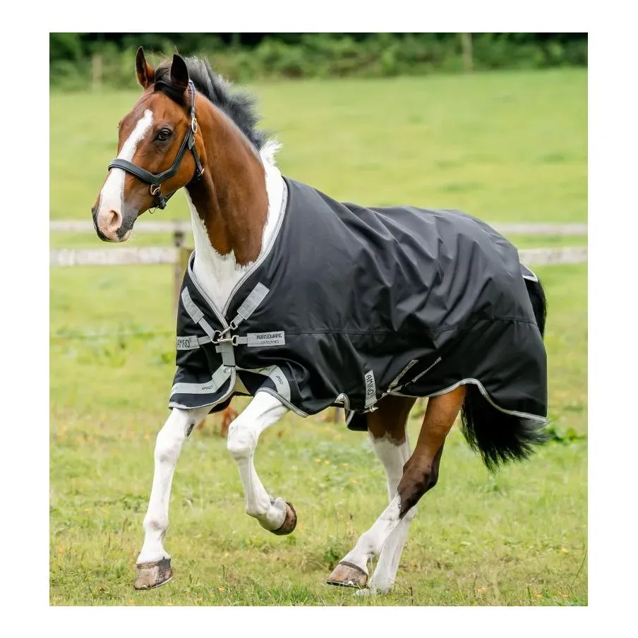 Horseware Weidedecke Amigo 1200D Turnout 50g - Black/Titanium Grey & Silver -  Farbe: Black/Titanium Grey & Silver, Grösse Pferdedecke: 125 cm