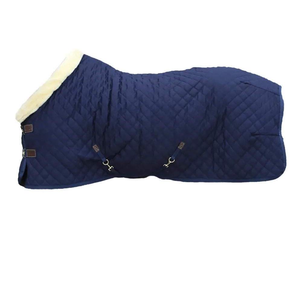 Kentucky Turnierdecke 160g mit Fellkragen (Kunstfell) - marine Farbe: Marine, Grösse Pferdedecken: 130 cm