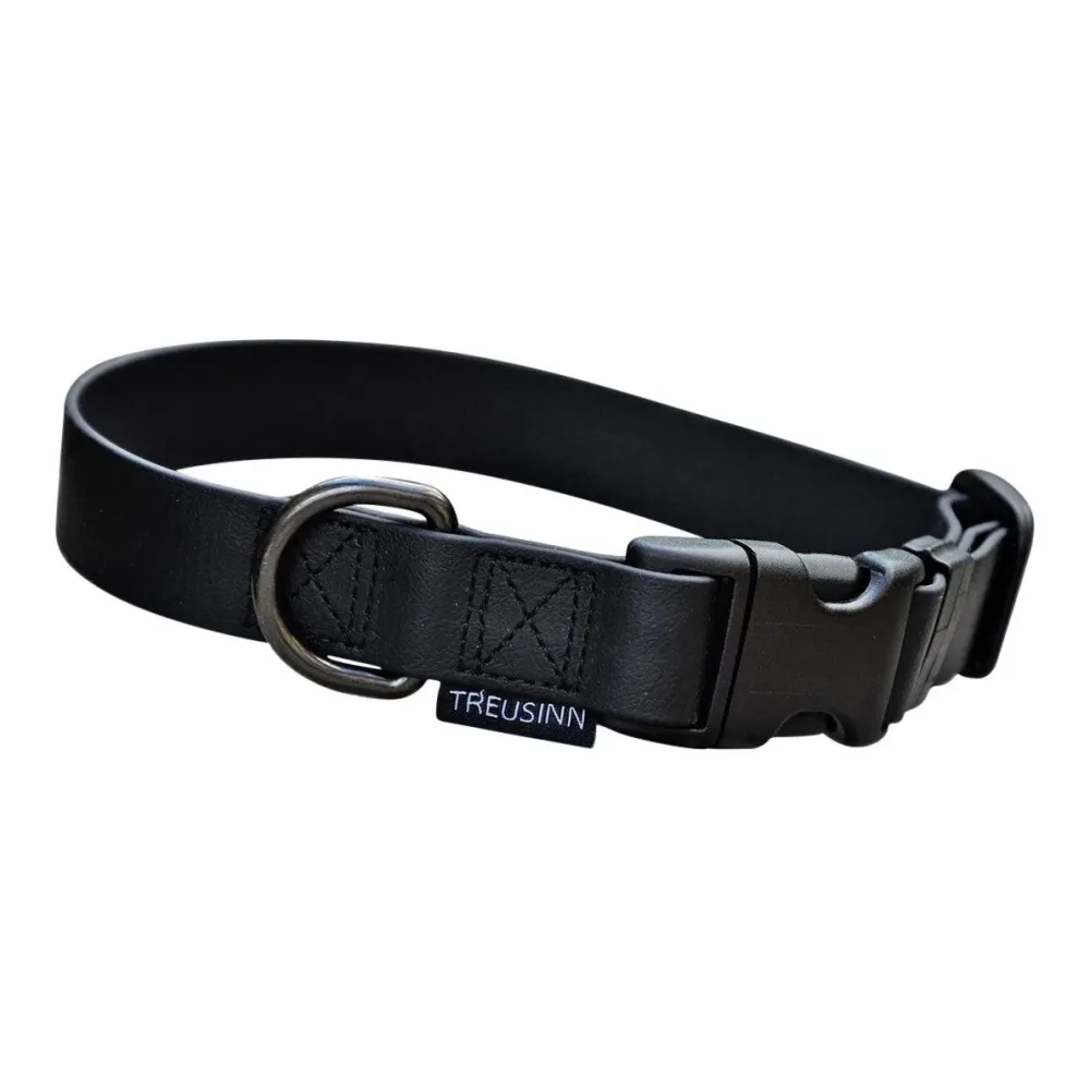 Treusinn. Hundehalsband verstellbar Biothane STAY - schwarz Groessen: 25 mm / S, 20-30 cm